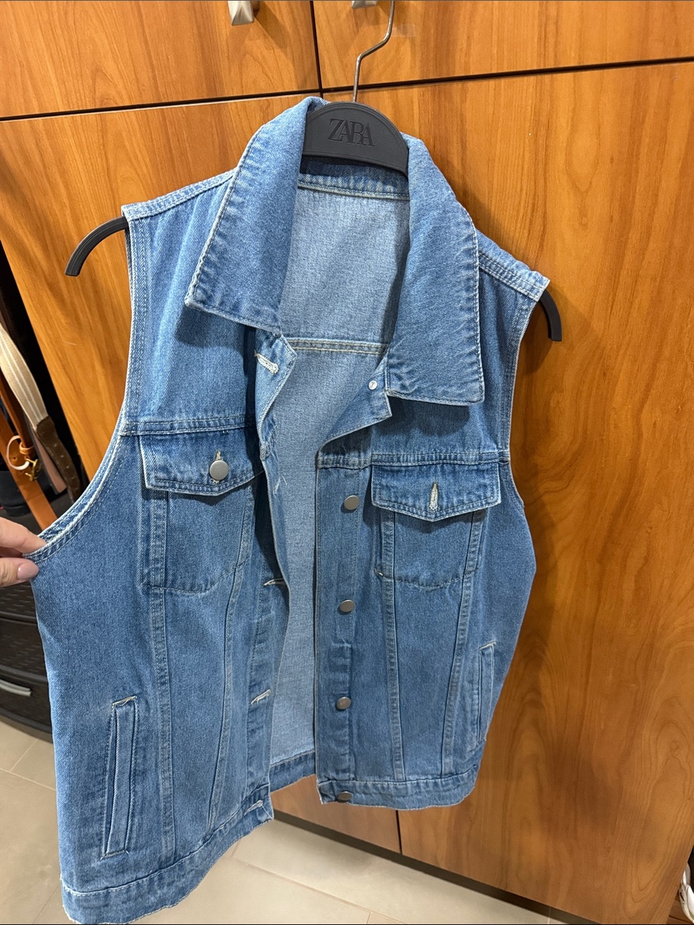 ZARA Blue Denim Sleeveless Vest Jacket
